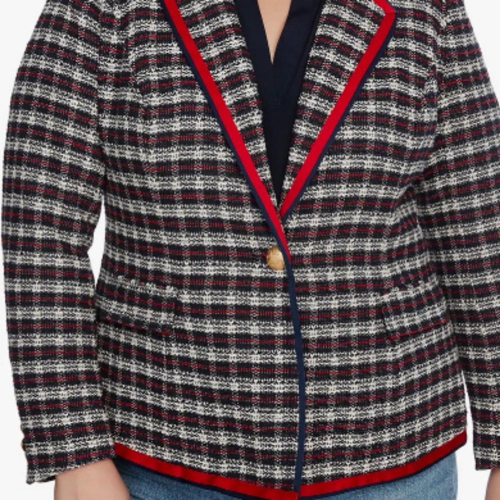 Court & Rowe Plaid Tweed Blazer Jacket in Blue Night NWT